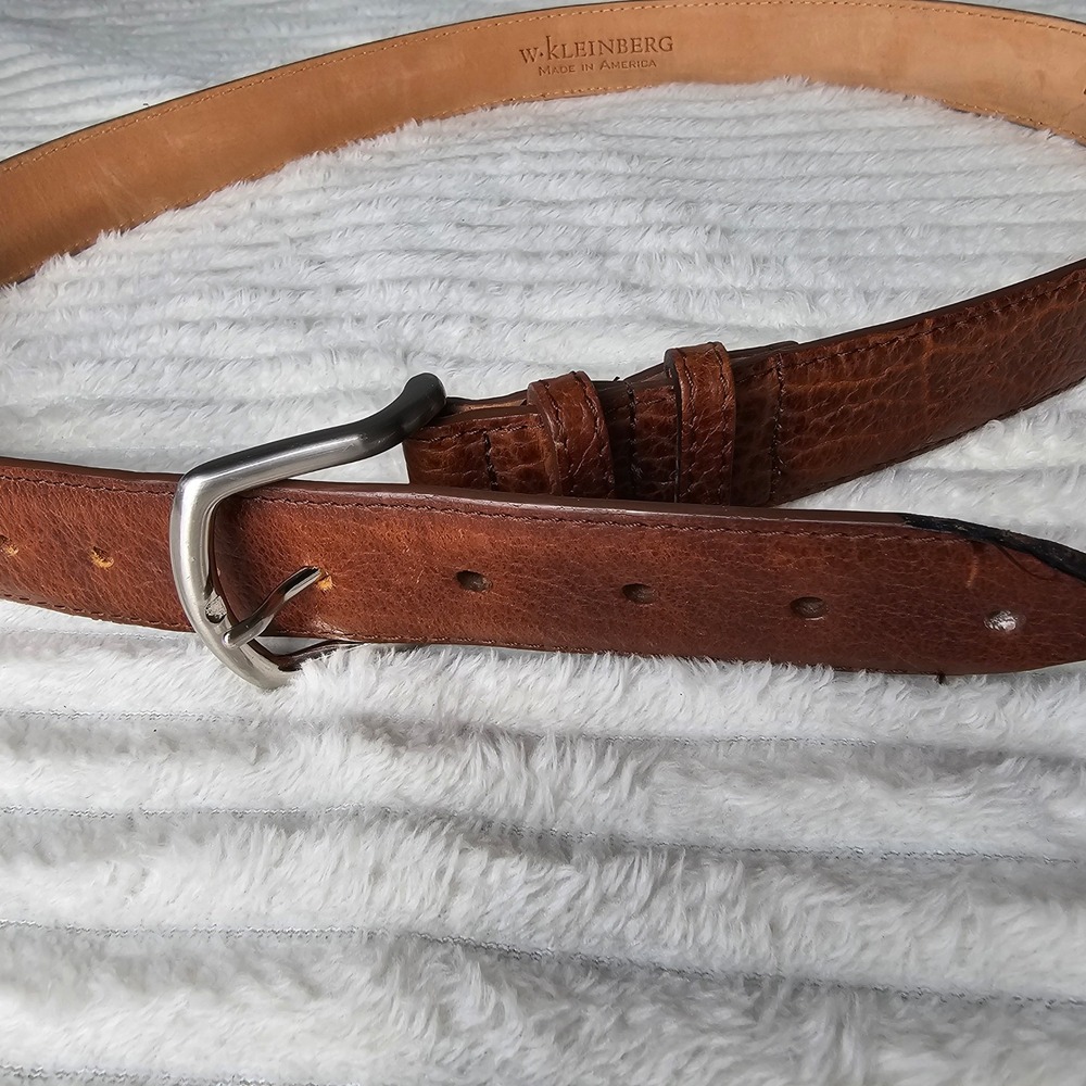 W.Kleinberg‎ Mens American Bison Leather Belt 42 Brown Classic Western Rugged